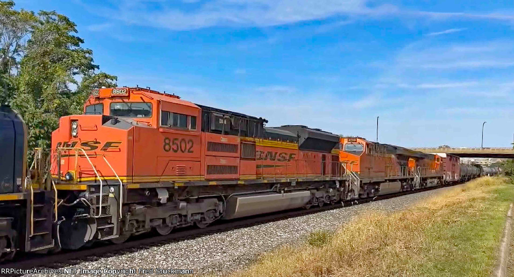 BNSF 8502 is along for the ride, as are the rest.